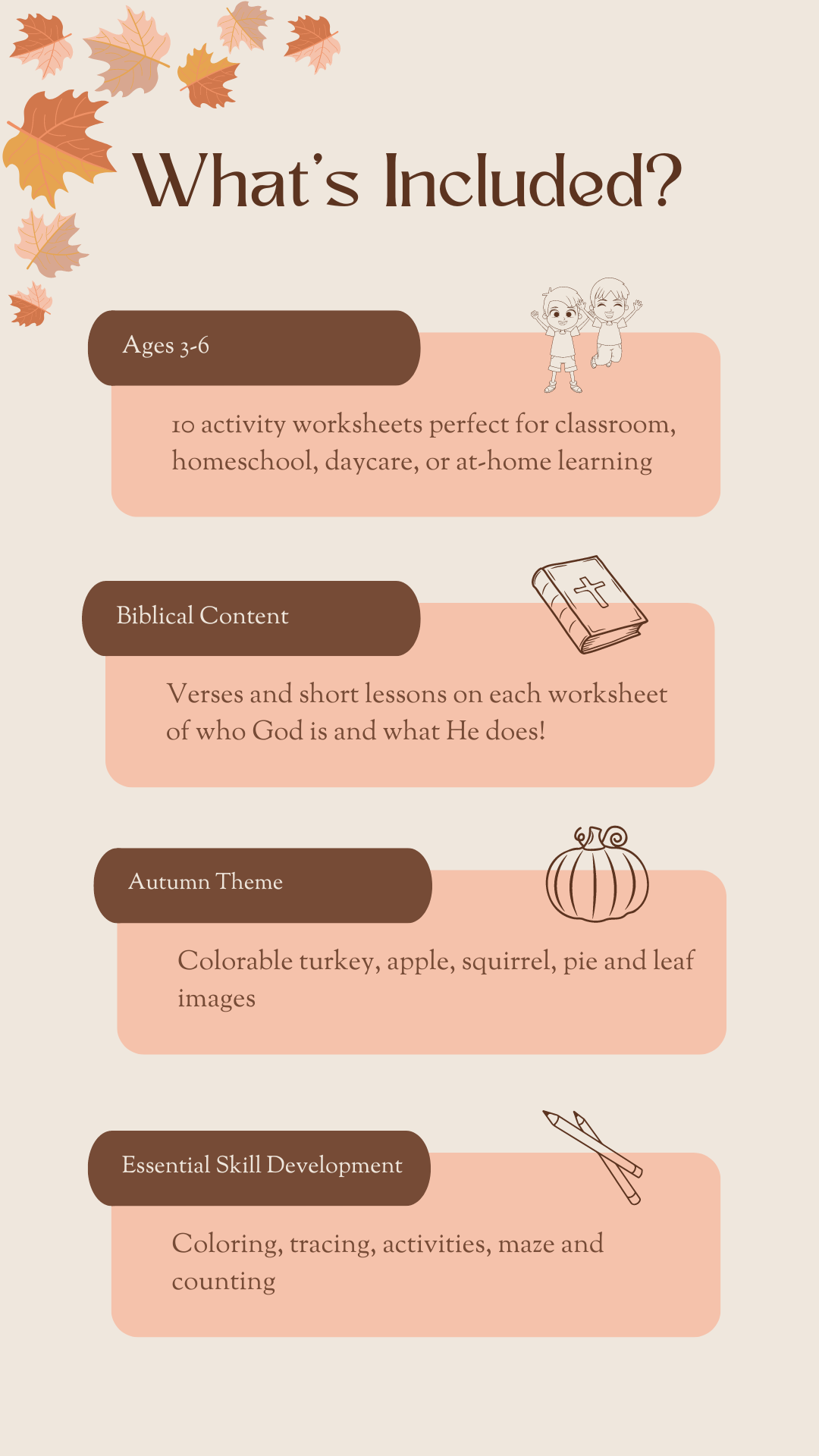 Biblical Fall & Thanksgiving Activity Worksheets & Coloring Pages