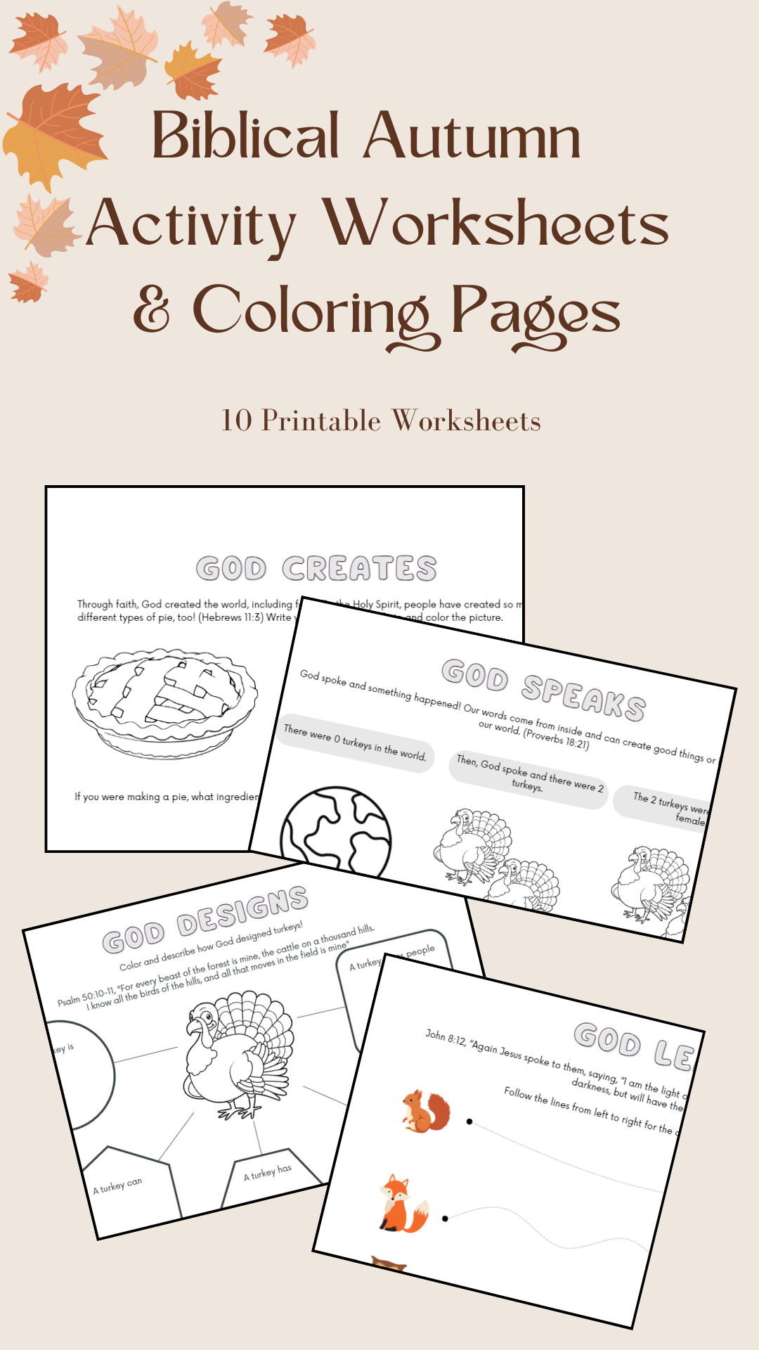 Biblical Fall & Thanksgiving Activity Worksheets & Coloring Pages